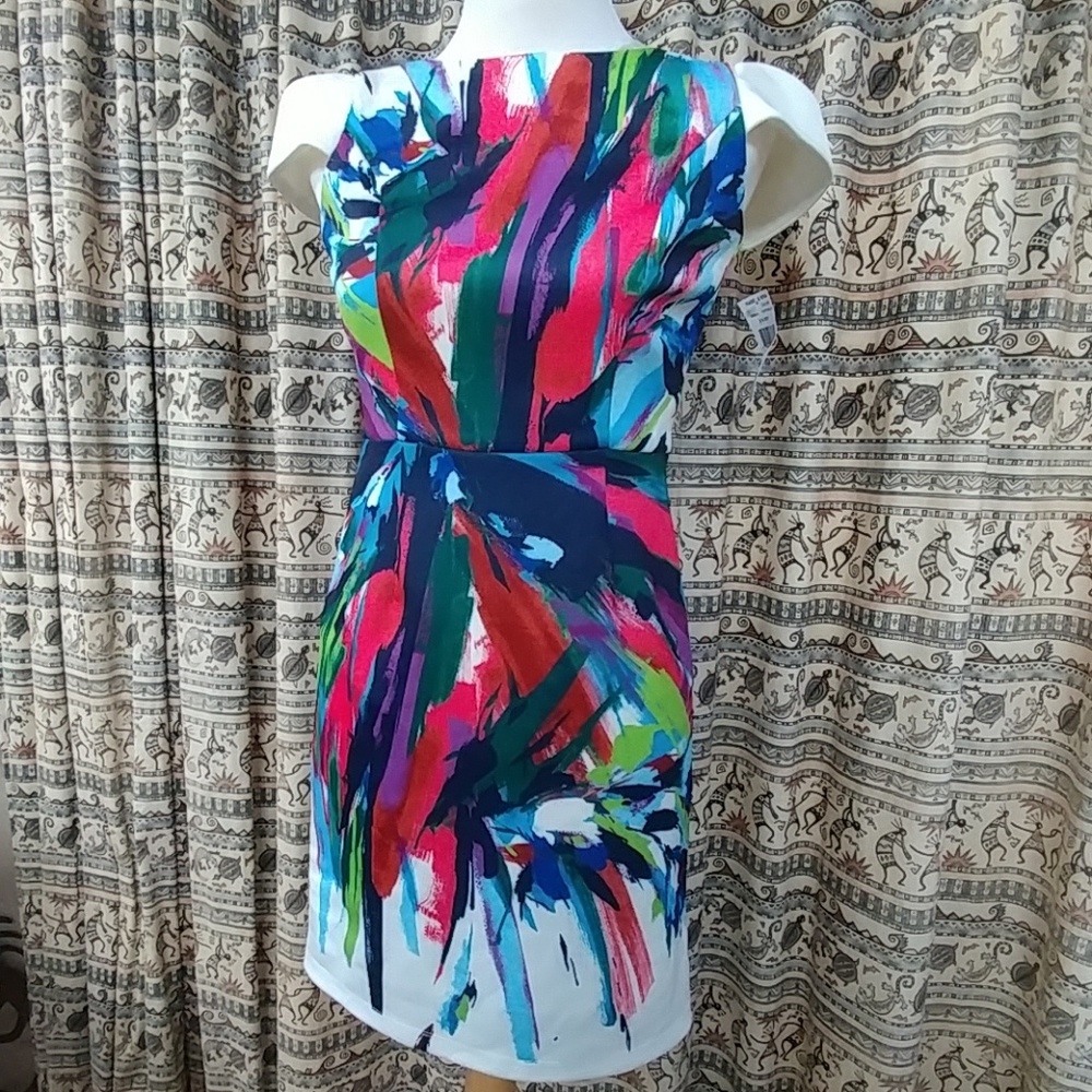 Isabel & Nina Rainbow Splash Abstract Paint Dress